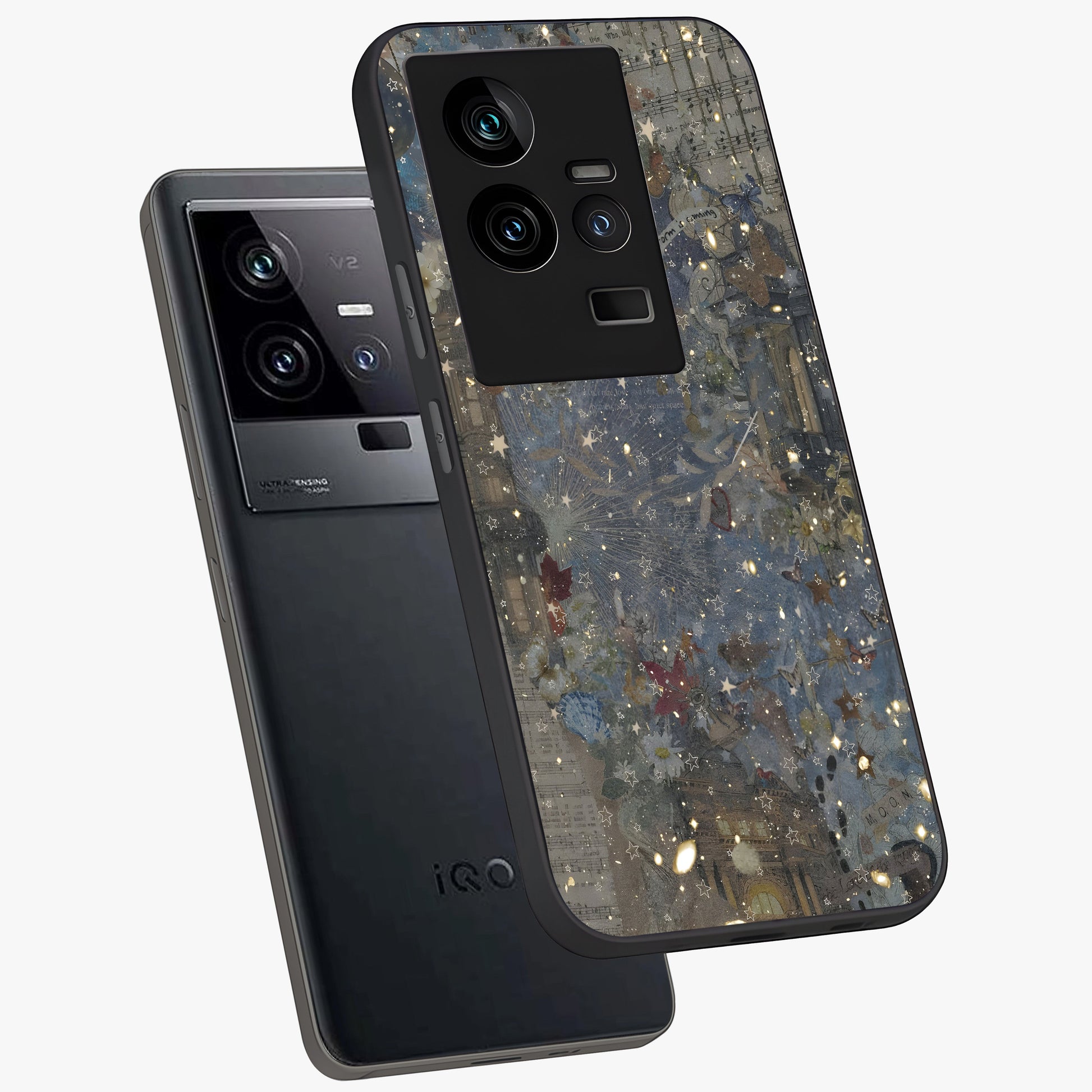 Aesthetic Astrolophia Glass Case displayed in angled mockup highlighting artistic aesthetic elements and smooth glass surface.