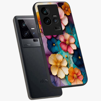 Artlyn Grace Flower Pattern Glass Case displayed in angled mockup highlighting delicate flower pattern design and smooth glass surface.