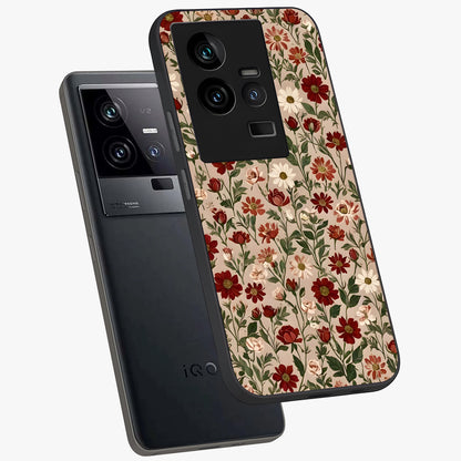Biege Flower With Leaf Glass Case displayed in angled mockup highlighting minimal floral leaf design and elegant aesthetic.