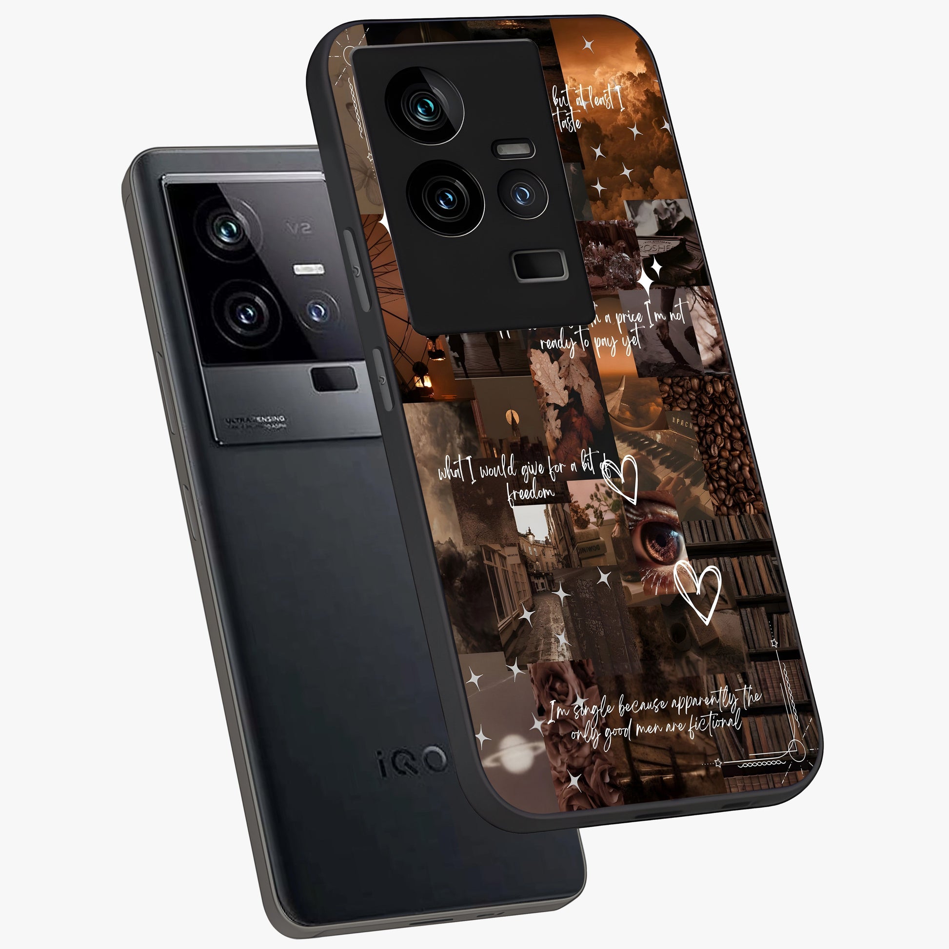 Bittersweet Aesthetic Chaos Glass Case displayed in angled mockup highlighting expressive abstract artwork and edgy aesthetic theme.