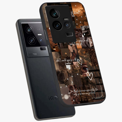 Bittersweet Aesthetic Chaos Glass Case displayed in angled mockup highlighting expressive abstract artwork and edgy aesthetic theme.