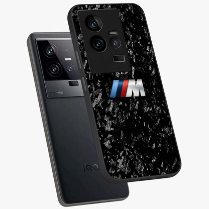 Carbon Speed Mark Glass Case displayed in angled mockup highlighting racing inspired carbon design and sleek aesthetic style.
