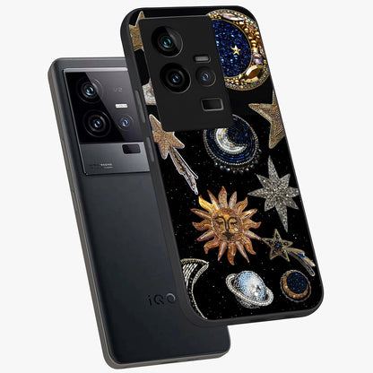 Celestial Gem Constellations Glass Case displayed in angled mockup highlighting gemstone inspired constellation design.
