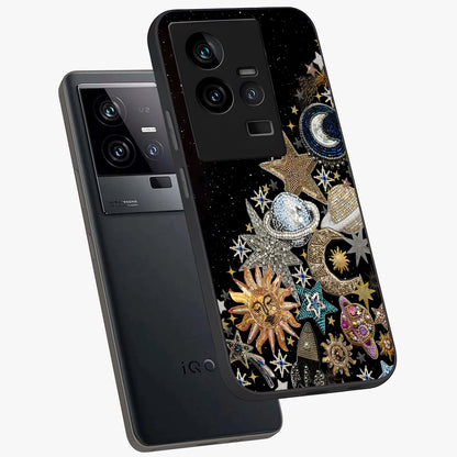Cosmic Sparkle Dreams Glass Case displayed in angled mockup highlighting dreamy star sparkle design with celestial aesthetic.