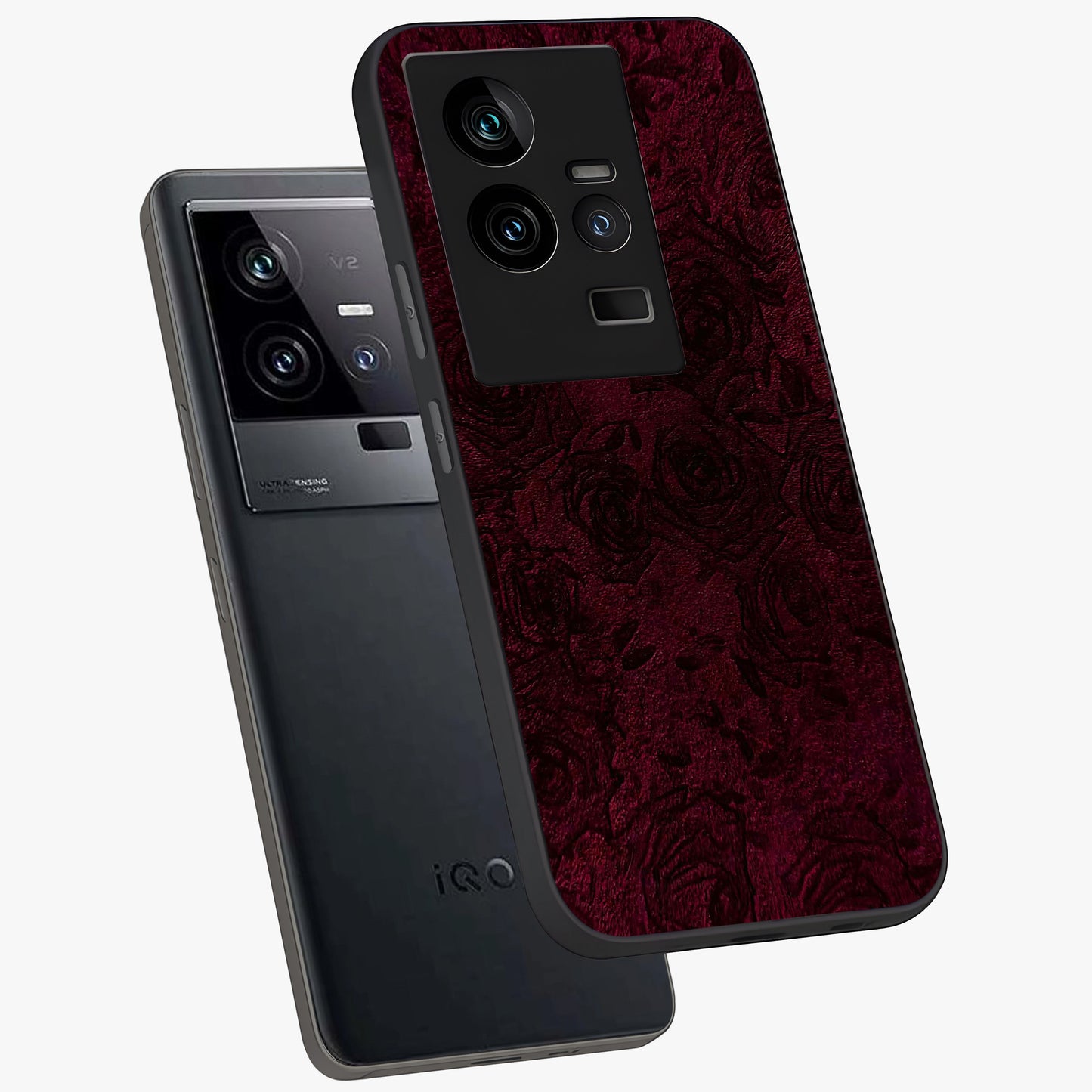Crimson Fade Flow Glass Case displayed in angled mockup highlighting smooth gradient design with modern aesthetic style.