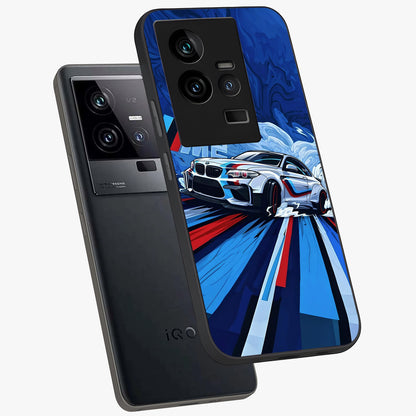 Drift Power Rush Glass Case displayed in angled mockup highlighting powerful drift car design with sporty aesthetic style.