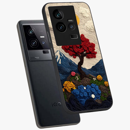 Eternal Nature Tapestry Glass Case displayed in angled mockup highlighting detailed botanical pattern with artistic aesthetic.