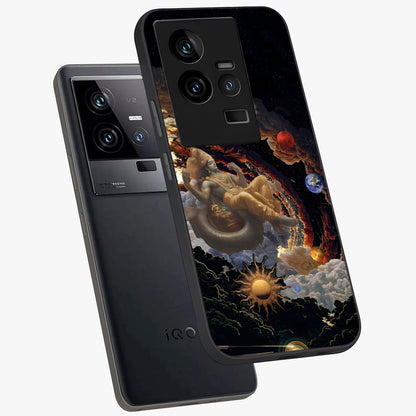 Galactic Divine God Glass Case displayed in angled mockup highlighting powerful celestial deity illustration with galactic aesthetic.