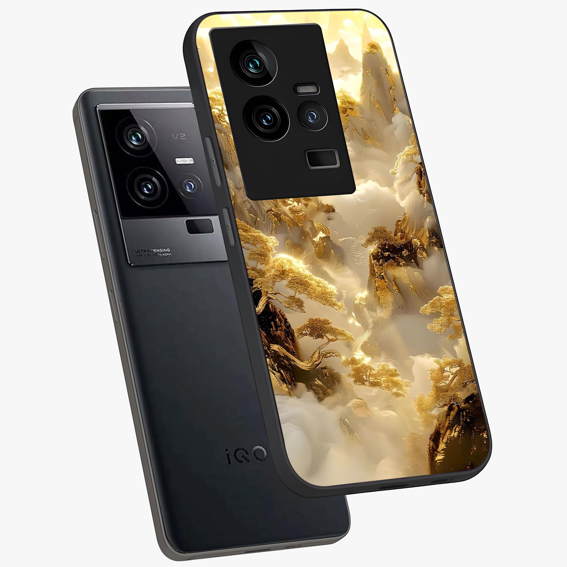 Gates Of Illumination Glass Case displayed in angled mockup highlighting radiant portal inspired design with fantasy aesthetic.