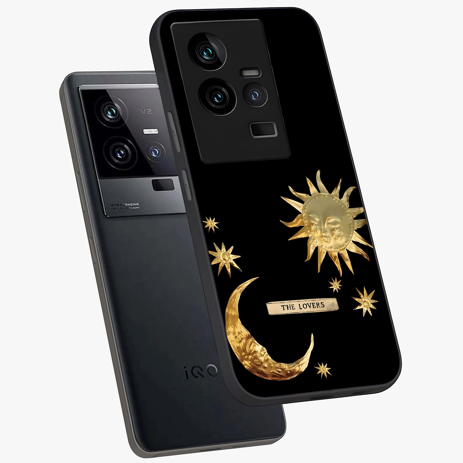 Gold Sun Blush Glass Case displayed in angled mockup highlighting radiant sun design with warm golden aesthetic.