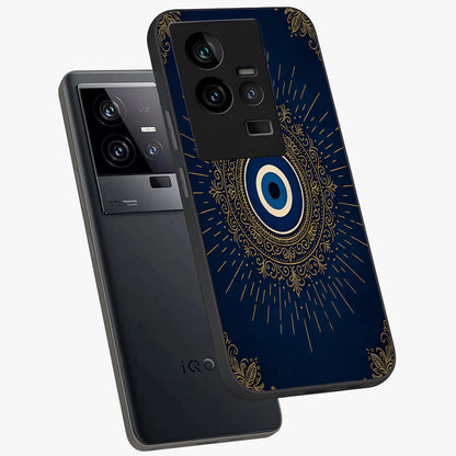 Golden Celestial Charm Glass Case displayed in angled mockup highlighting sparkling cosmic charm design with celestial aesthetic.