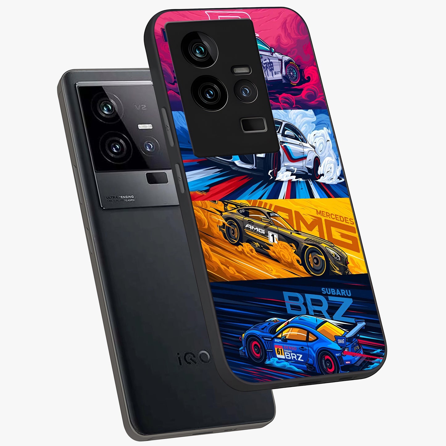 JDM Sports Car Glass Case displayed in angled mockup highlighting sleek Japanese racing car design with automotive aesthetic.