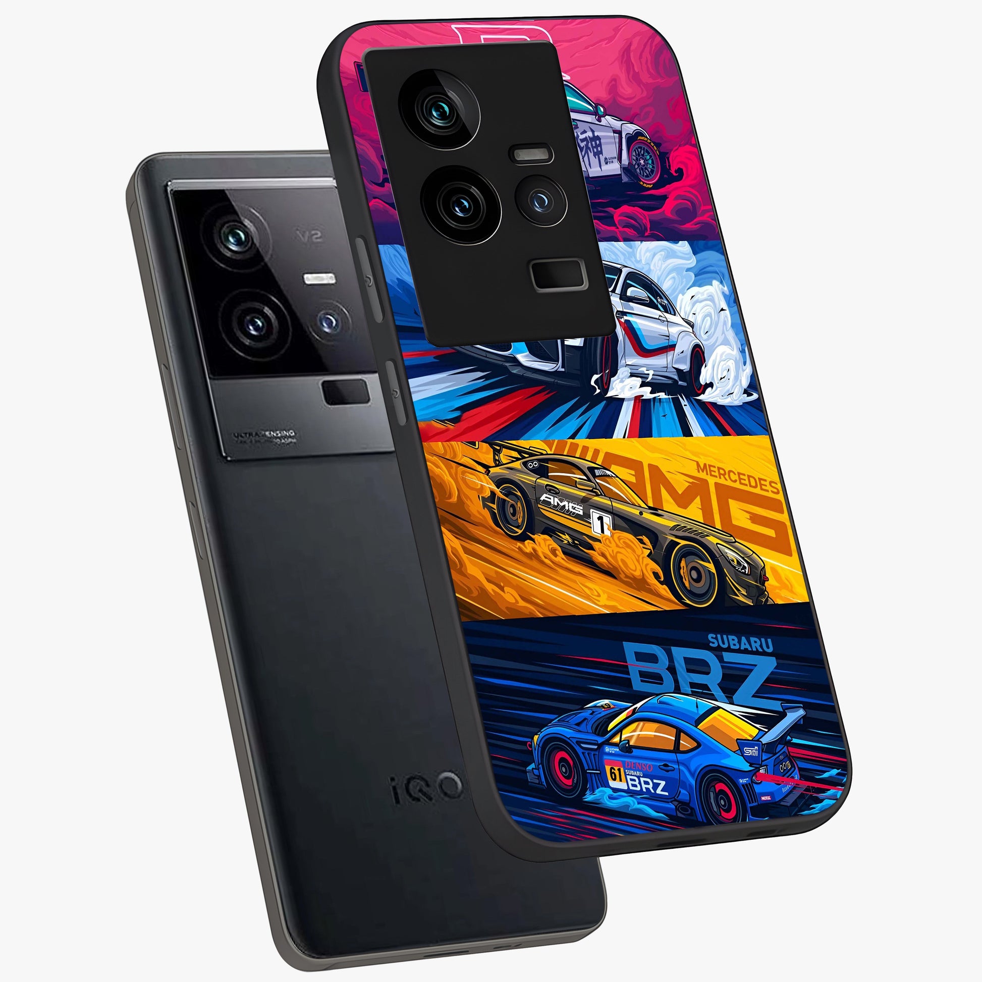 JDM Sports Car Glass Case displayed in angled mockup highlighting sleek Japanese racing car design with automotive aesthetic.