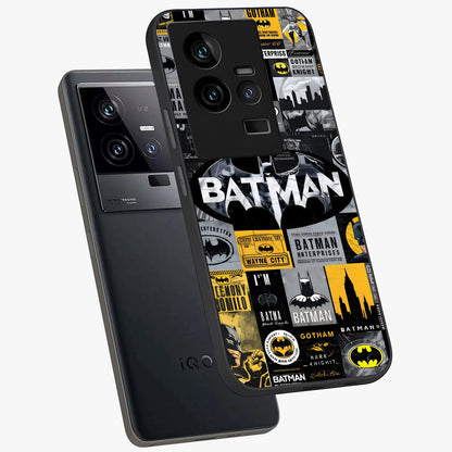 Knight Gotham Rise Glass Case displayed in angled mockup highlighting powerful knight silhouette design with dramatic aesthetic.