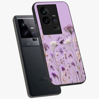 Lavender Blossom Dream Glass Case displayed in angled mockup highlighting dreamy lavender flower design with calming aesthetic style.