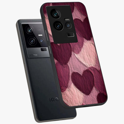 Layered Paper Hearts Glass Case displayed in angled mockup highlighting creative paper craft heart design with romantic aesthetic.