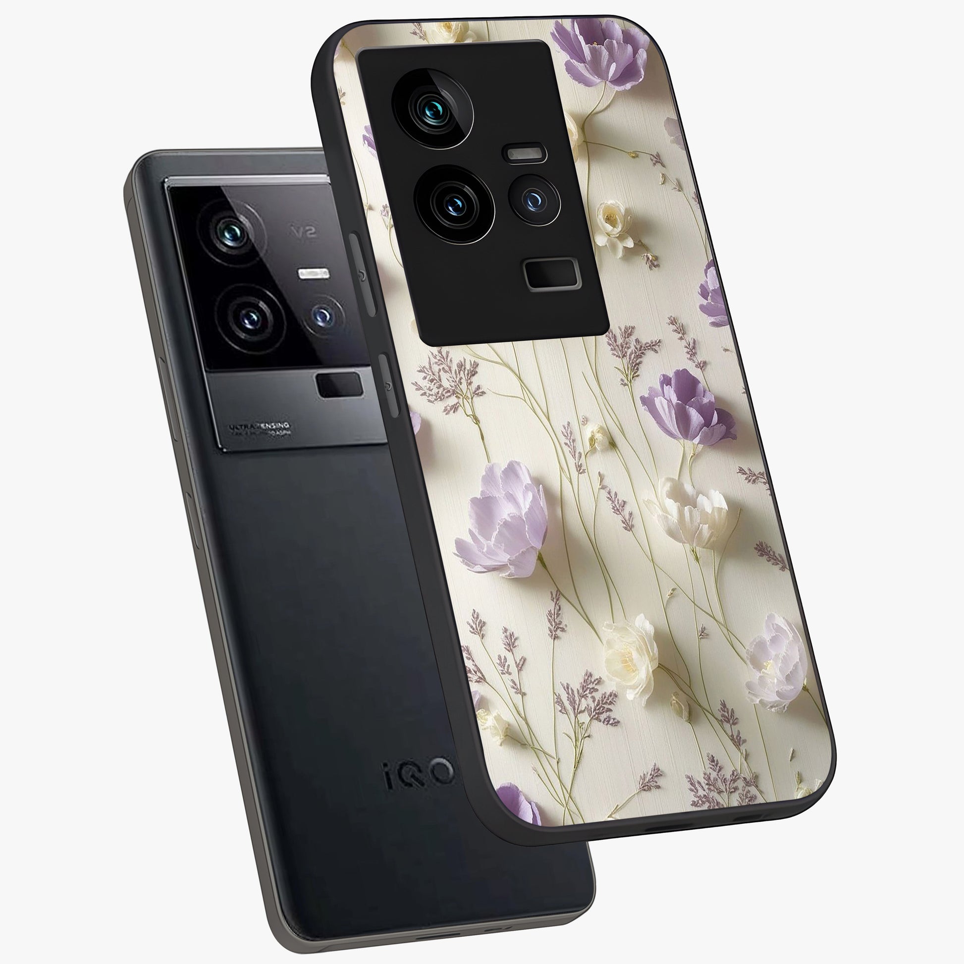 Lilac Breeze Harmony Glass Case displayed in angled mockup highlighting calm lilac breeze design with soothing aesthetic style.