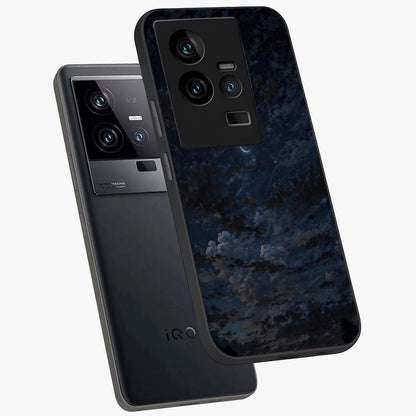 Lunar Veil Silence Glass Case displayed in angled mockup highlighting soft lunar design with peaceful celestial aesthetic.