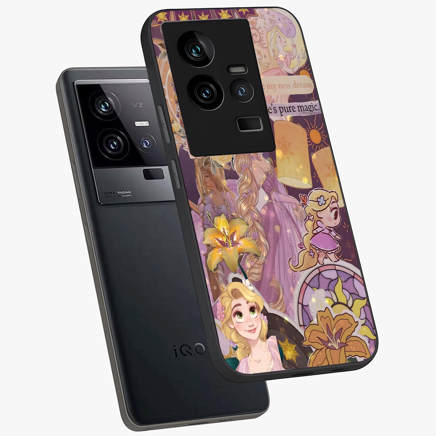 Magical Tangled Dream Glass Case displayed in angled mockup highlighting whimsical fantasy design with magical aesthetic.