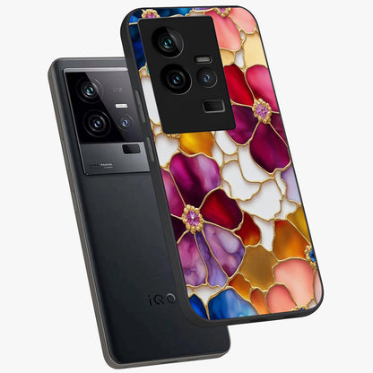 Marble Flower Pattern Glass Case displayed in angled mockup highlighting elegant marble floral design with modern aesthetic.
