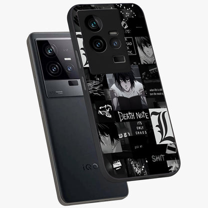 Midnight Chaos Mind Glass Case displayed in angled mockup highlighting chaotic artistic design with dramatic midnight aesthetic.