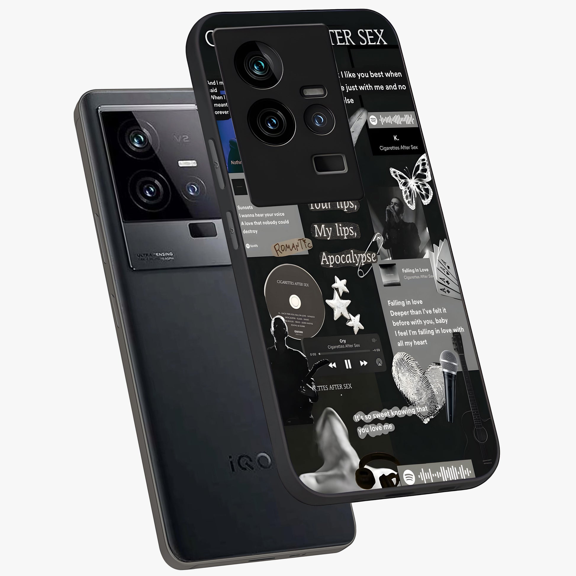 Midnight Love Echo Glass Case displayed in angled mockup highlighting elegant love inspired design with deep aesthetic style.