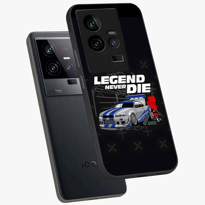 Midnight Racing Legacy Glass Case displayed in angled mockup highlighting dynamic automotive design with bold midnight aesthetic.