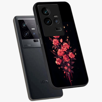 Moonlit Floral Elegance Glass Case displayed in angled mockup highlighting graceful flower design with soft moonlight aesthetic.