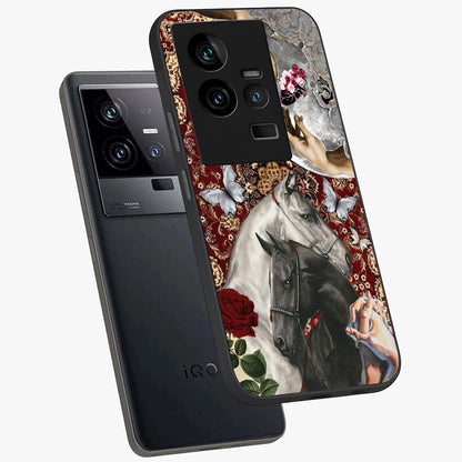 Moonlit Royal Stallion Glass Case displayed in angled mockup highlighting powerful stallion illustration with royal night aesthetic.