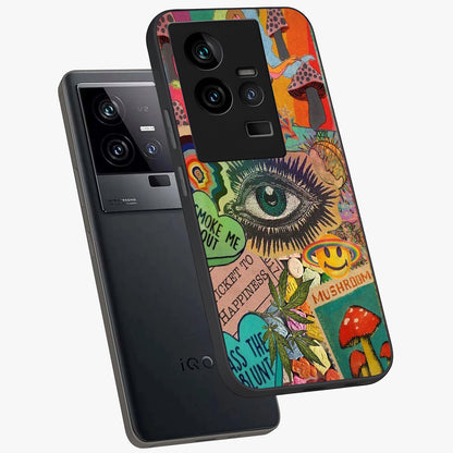 Mystic Eye Wonderland Glass Case displayed in angled mockup highlighting magical eye illustration with dreamy aesthetic.