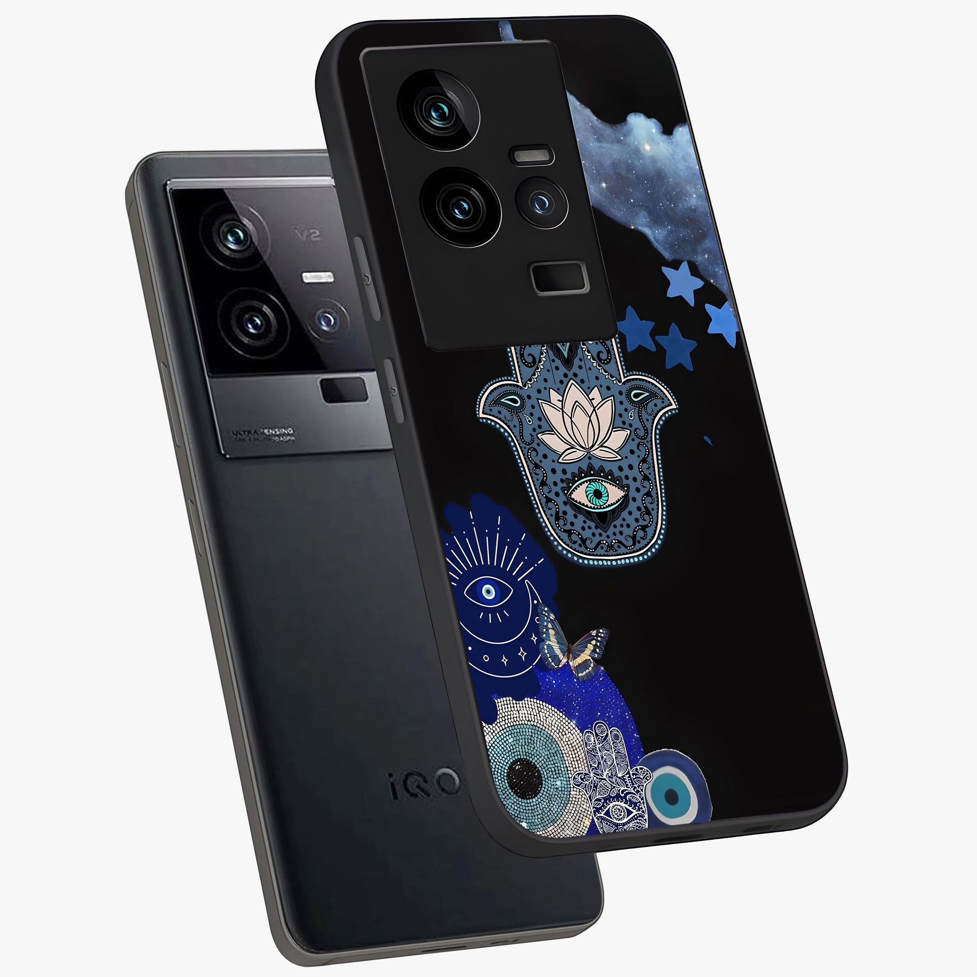 Mystic Hand Aura Glass Case displayed in angled mockup highlighting magical aura design with spiritual aesthetic style.