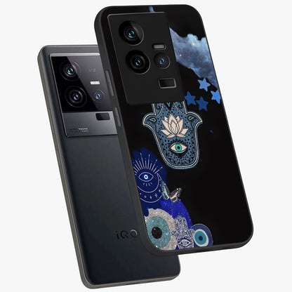 Mystic Hand Aura Glass Case displayed in angled mockup highlighting magical aura design with spiritual aesthetic style.