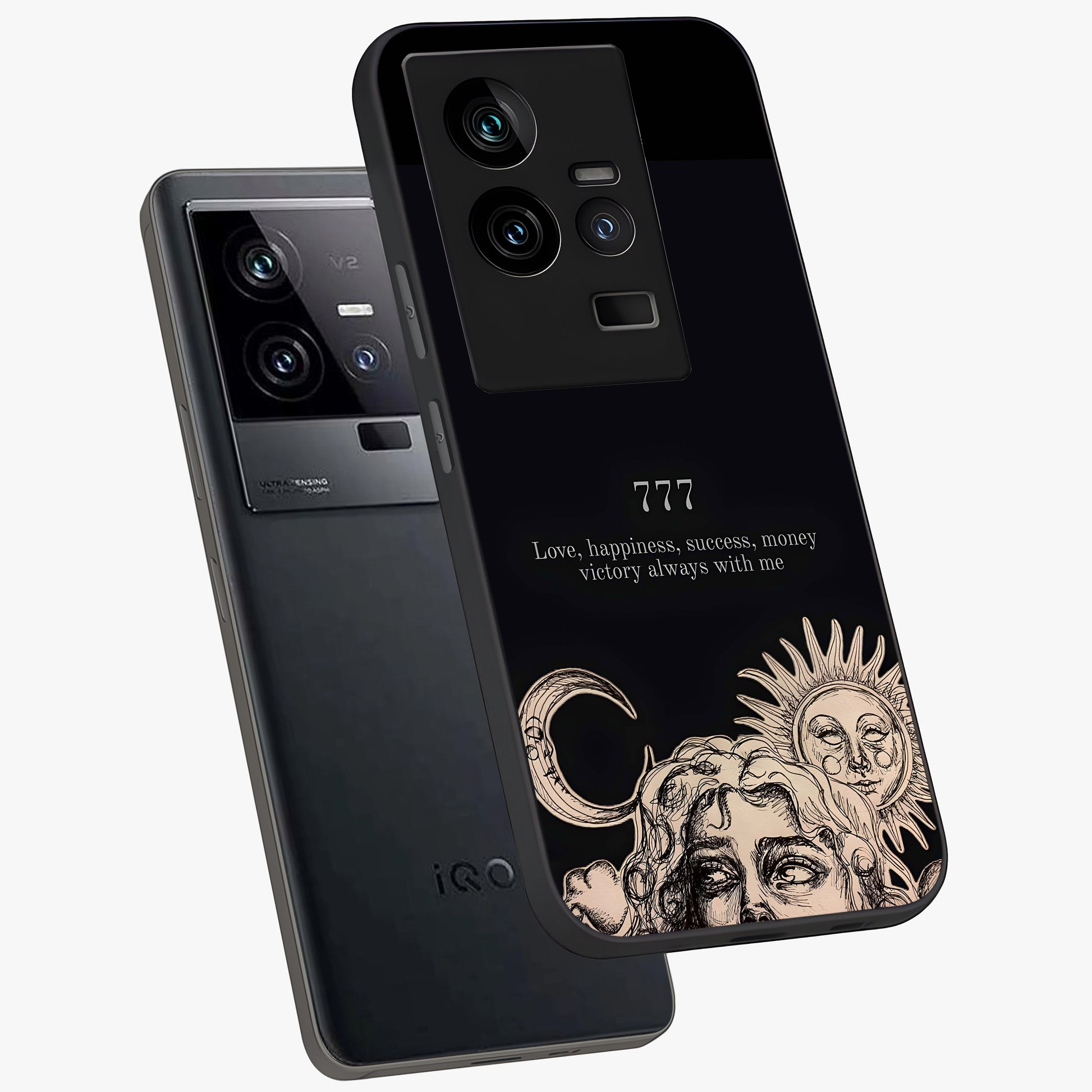 Mystic Victory Aura Glass Case displayed in angled mockup highlighting energetic aura design with bold mystical aesthetic.
