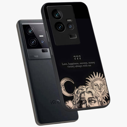 Mystic Victory Aura Glass Case displayed in angled mockup highlighting energetic aura design with bold mystical aesthetic.