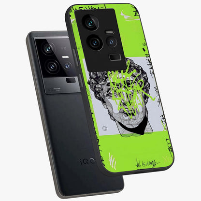 Neo Graffiti Rebellion Glass Case displayed in angled mockup highlighting urban street art design with rebellious aesthetic.
