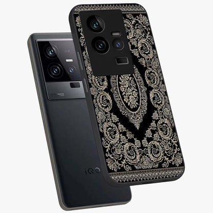 Noir Bloom Elegance Glass Case displayed in angled mockup highlighting refined flower design with stylish noir aesthetic.