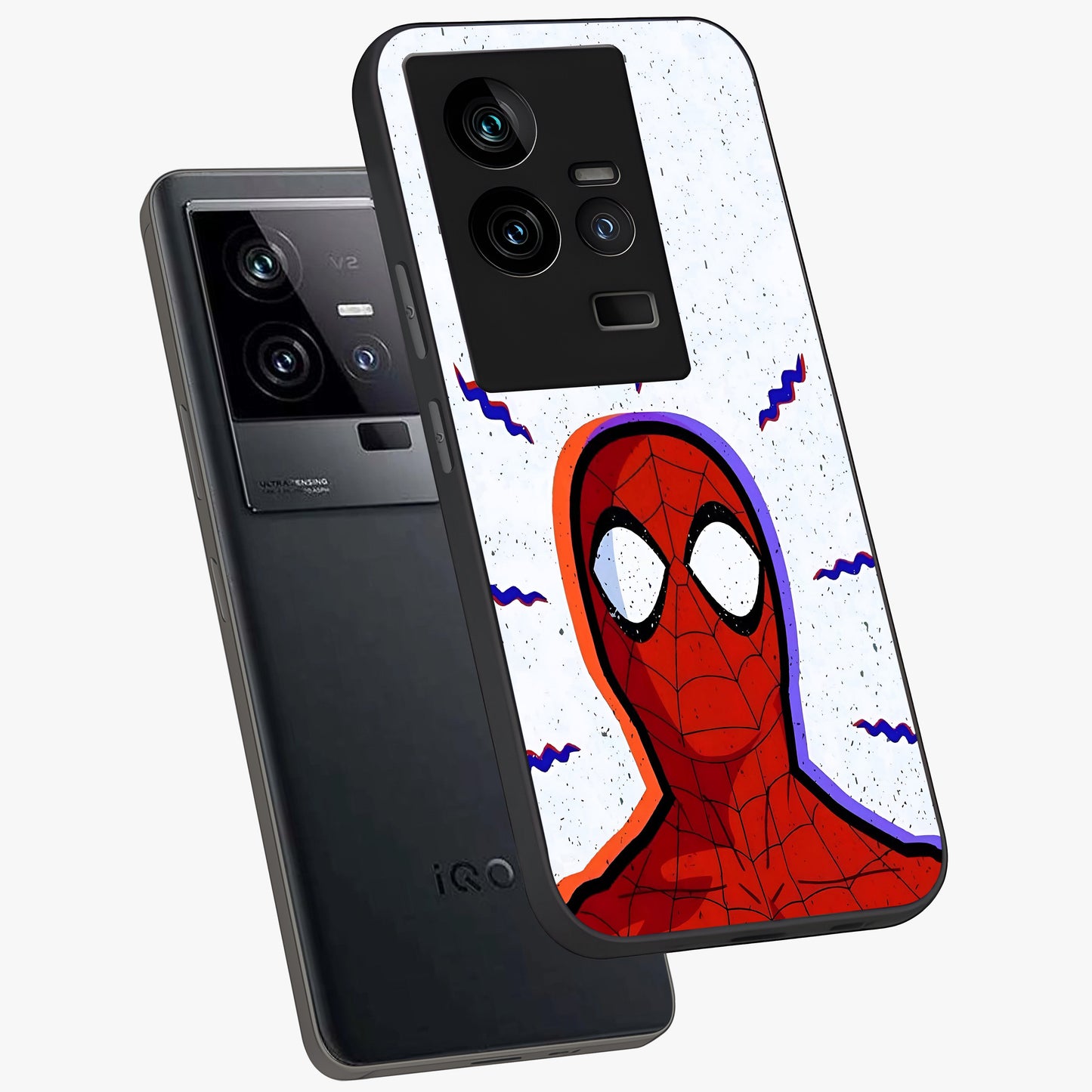 Omg Spiderman Glass Case displayed in angled mockup highlighting dynamic hero illustration with action comic aesthetic.