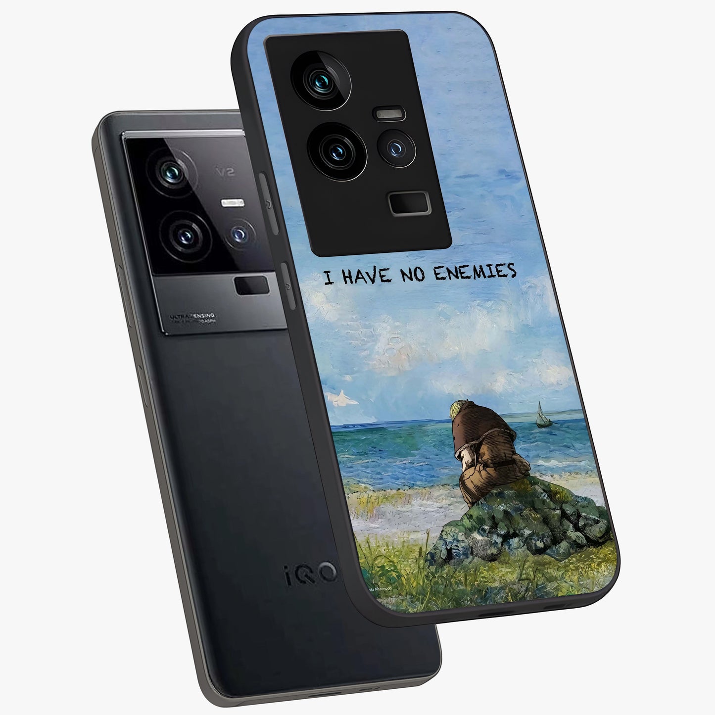 Peace Beyond War Glass Case displayed in angled mockup highlighting meaningful message design with artistic aesthetic style.