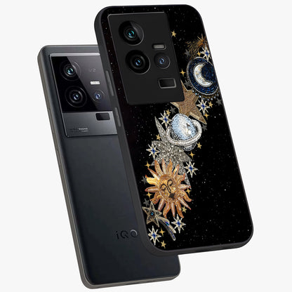 Pearls Universe Object Glass Case displayed in angled mockup highlighting celestial pearl design with dreamy aesthetic.