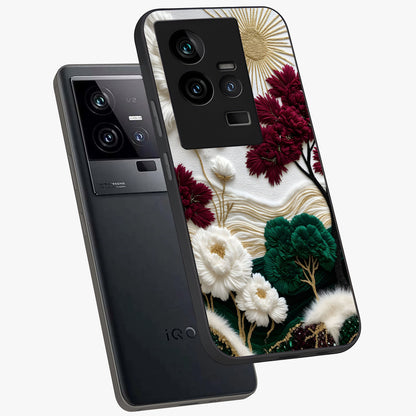 Radiant Bloom Elegance Glass Case displayed in angled mockup highlighting graceful floral design with radiant aesthetic style.