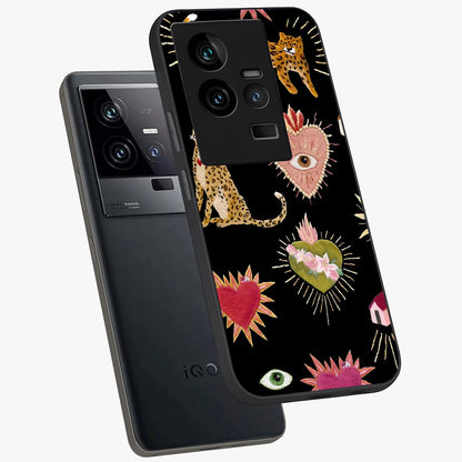 Sacred Jungle Heart Glass Case displayed in angled mockup highlighting lush tropical design with natural aesthetic style.