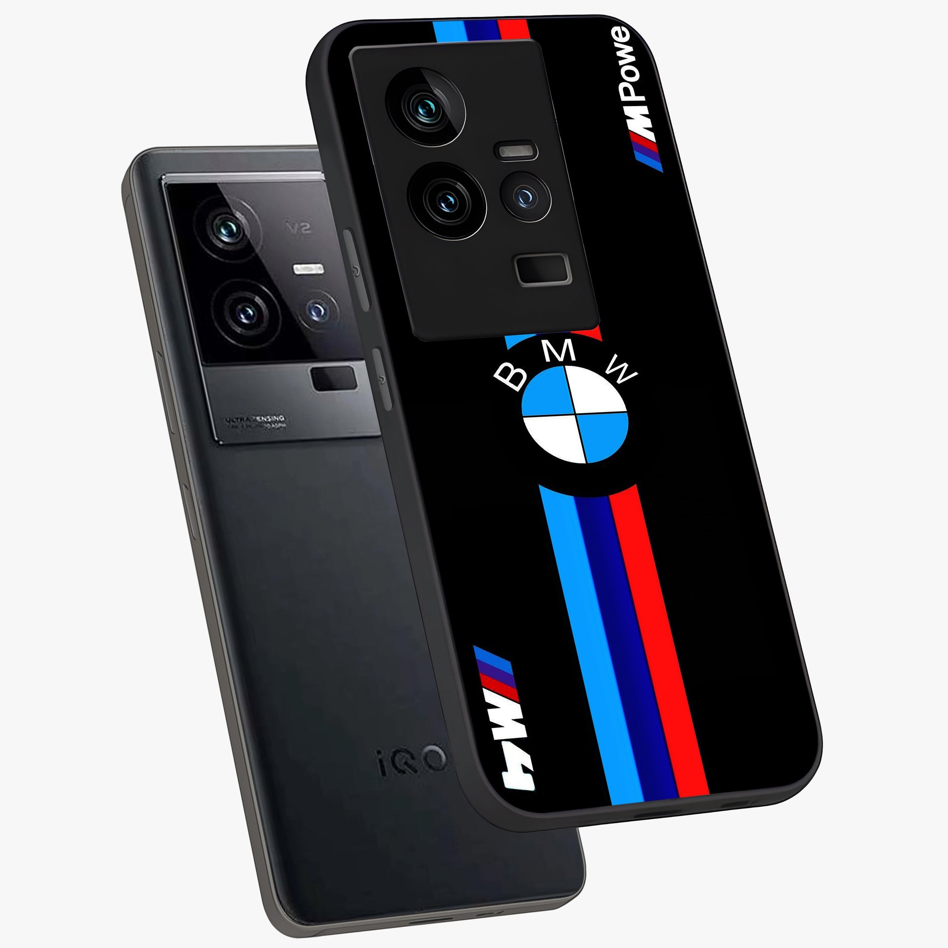 Turbo BMW Beast Glass Case displayed in angled mockup highlighting sleek racing car design with bold automotive aesthetic.