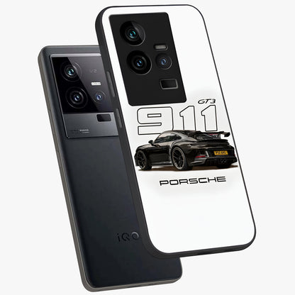 Turbo Legacy Icon Glass Case displayed in angled mockup highlighting dynamic automotive design with performance aesthetic.