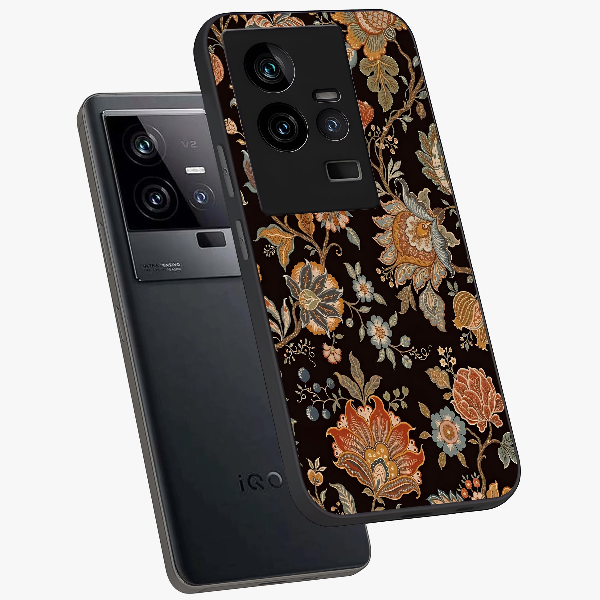Vintage Floral Dream Glass Case displayed in angled mockup highlighting elegant vintage flower design with soft aesthetic style.