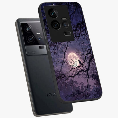 Whispering Moon Silence Glass Case displayed in angled mockup highlighting calm lunar design with dreamy night aesthetic.