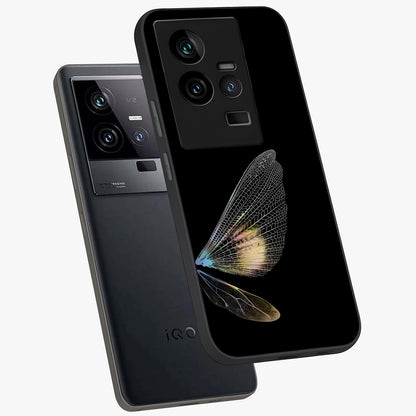 Whispers Of Wings Glass Case displayed in angled mockup highlighting soft feather design with celestial aesthetic style.