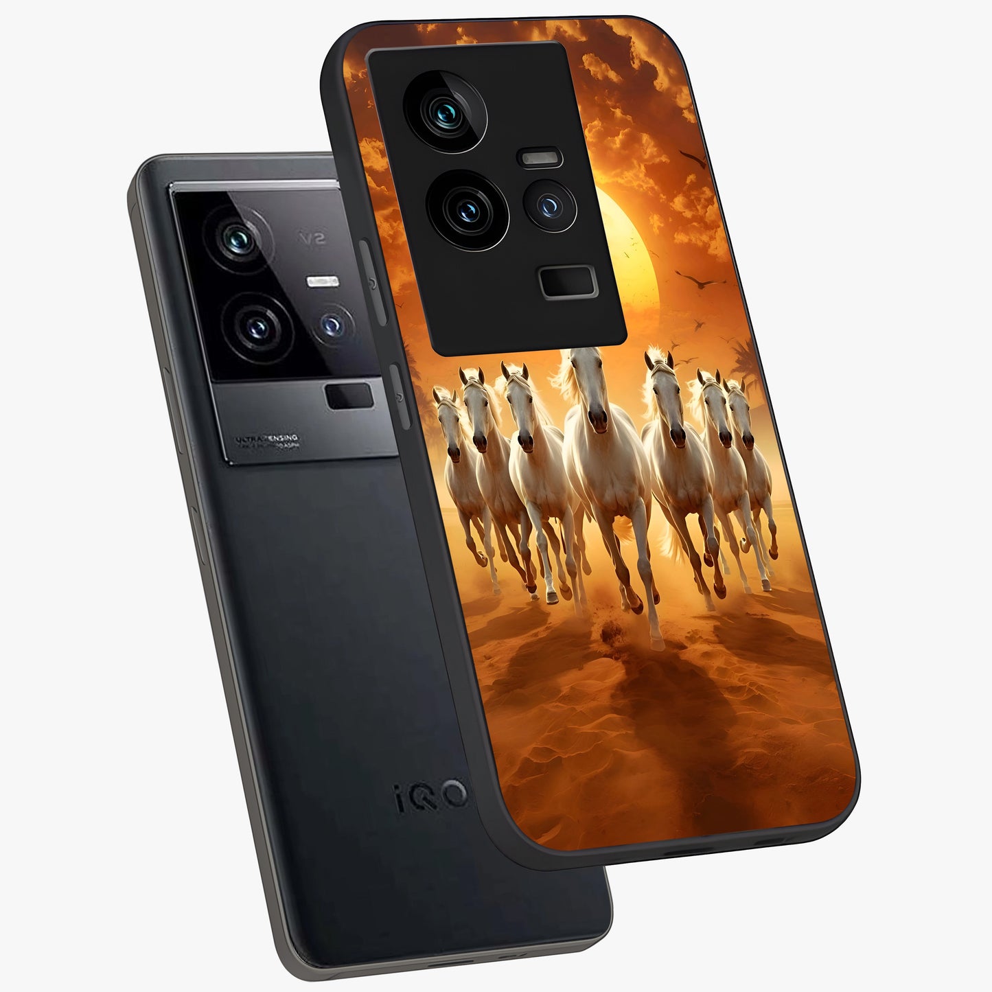 Wild Sunset Majesty Glass Case displayed in angled mockup highlighting vibrant sunset sky design with scenic aesthetic.