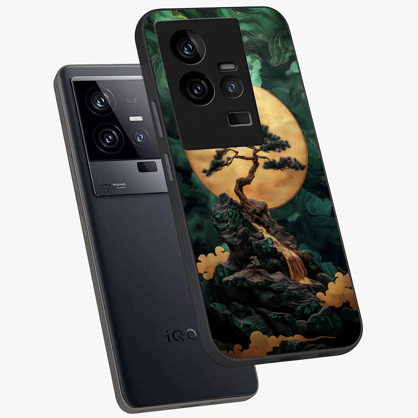 Zen Moon Rise Glass Case displayed in angled mockup highlighting peaceful lunar design with zen aesthetic style.