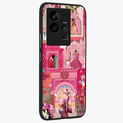 Blossoms of Rajasthan Glass Case upright view showcasing colorful floral design inspired by traditional Indian art.