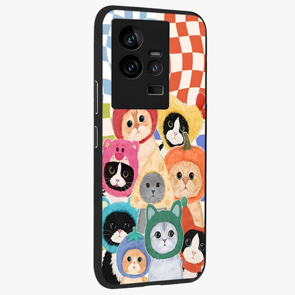 Cats in Fruits Glass Case upright view showcasing charming cat artwork with fun fruity theme.